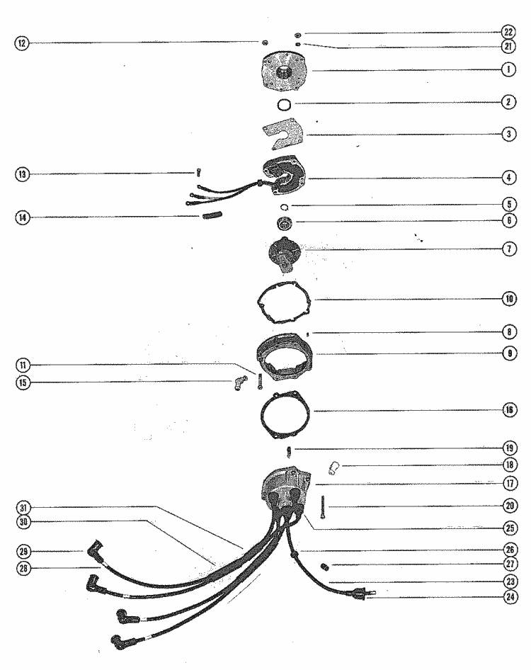 Mercury Marine 500 Distributor Assembly, Complete Parts
