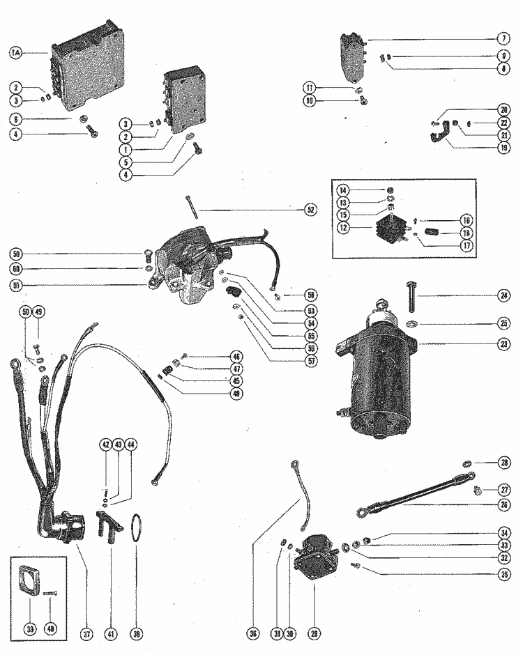 Mercury Marine 500 Starter Motor, Starter Solenoid, Rectifier & Wiring ...