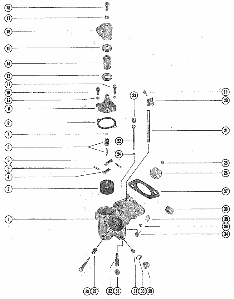 Mercury Marine 1150 Carburetor Assembly Parts