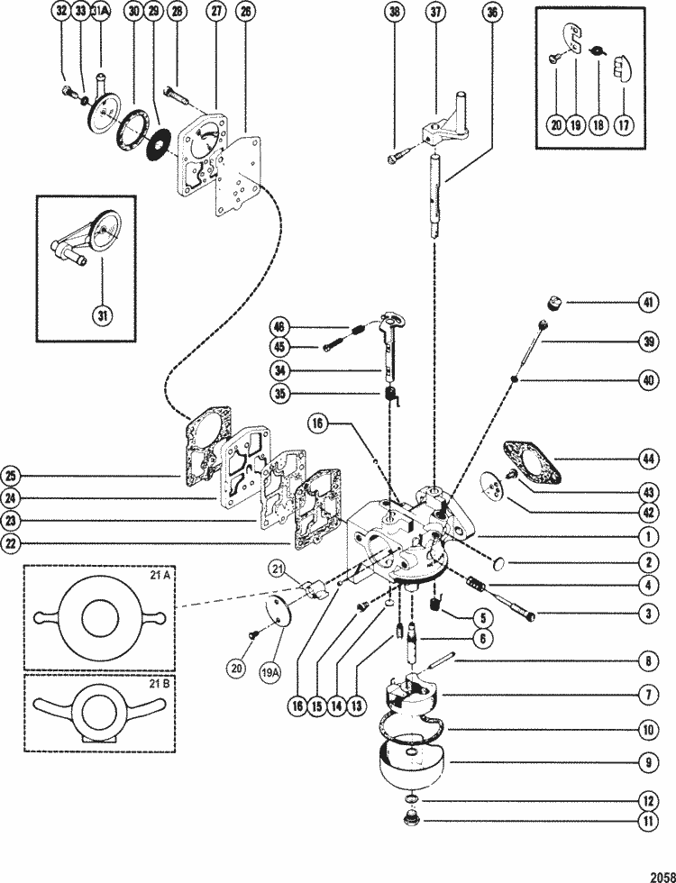 Mercury Marine 7.5 HP Carburetor Assembly, Complete Parts Mercury Marine 7.5 HP Carburetor Assembly, Complete Parts