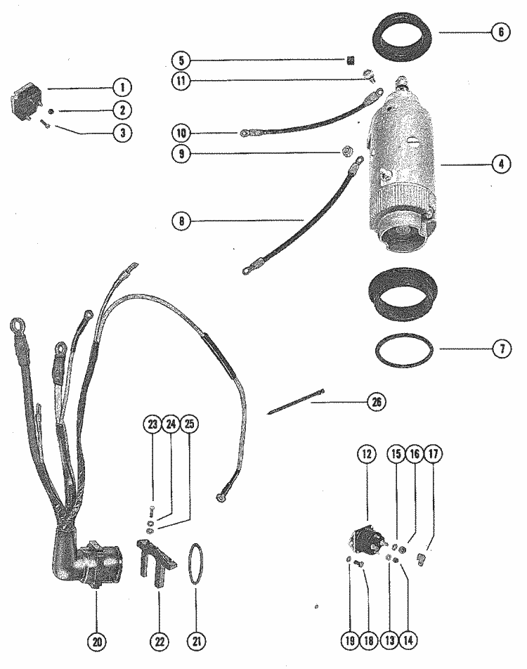Mercury Marine Model 500, 50 HP Electric Components Parts