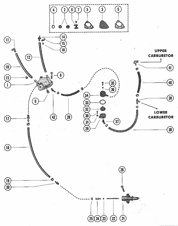 Mercury Marine 650 (3 Cylinder) Fuel Pump, Fuel Filter & Fuel Lines Parts