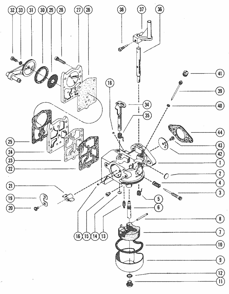 Mercury Marine 7.5 HP Carburetor Assembly, Complete Parts