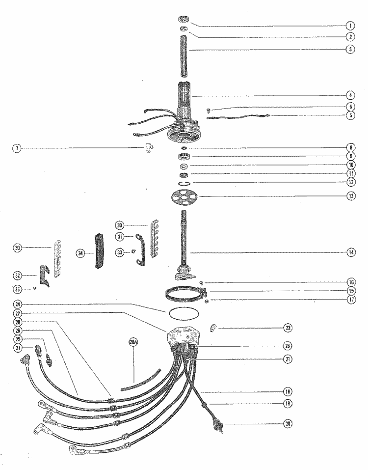 Mercury Marine Model 900, 90 HP Distributor Housing & Rotor Parts