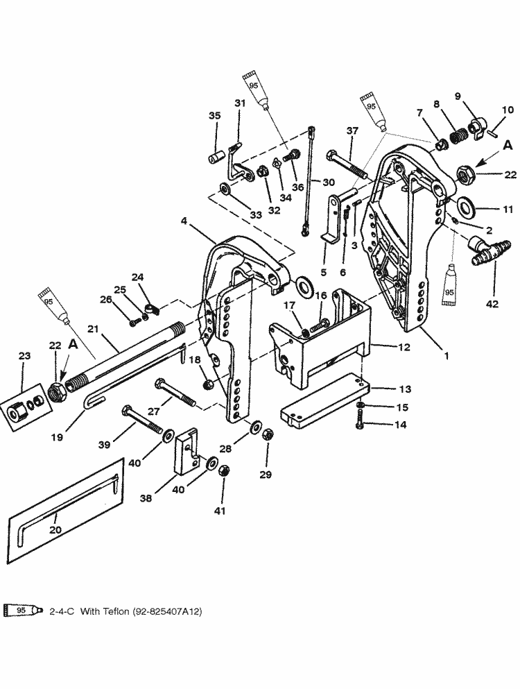 Mercury Marine 40 HP (4 Cylinder) Transom Bracket (Serial ... gray marine engine diagram 