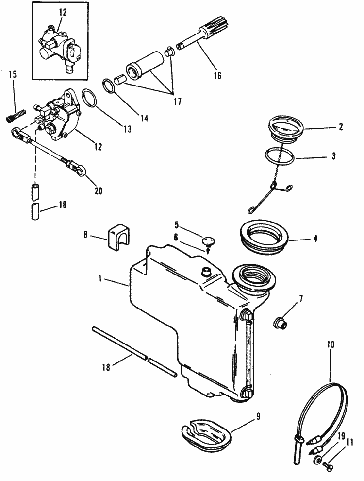 Mercury Marine 50 HP (3 Cylinder) Oil Injection Components ... mariner 60 hp wiring diagram 