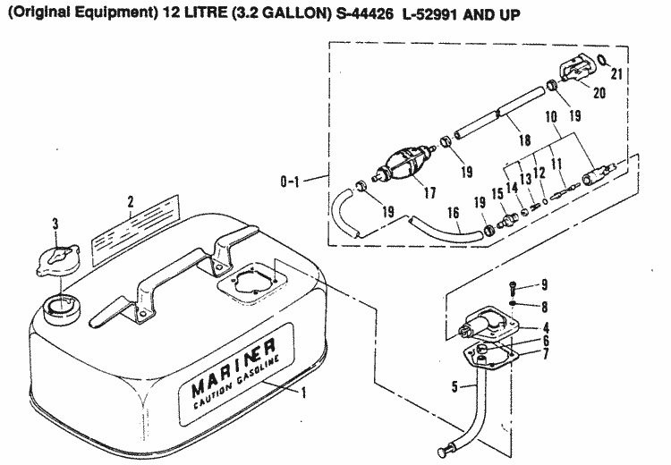 Mariner 5A HP Fuel Tank (Original Equipment) Parts