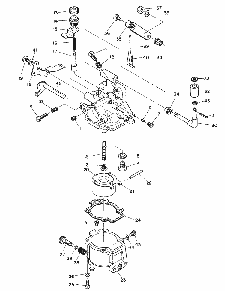 Mariner 15A HP Carburetor & Throttle Linkage Parts