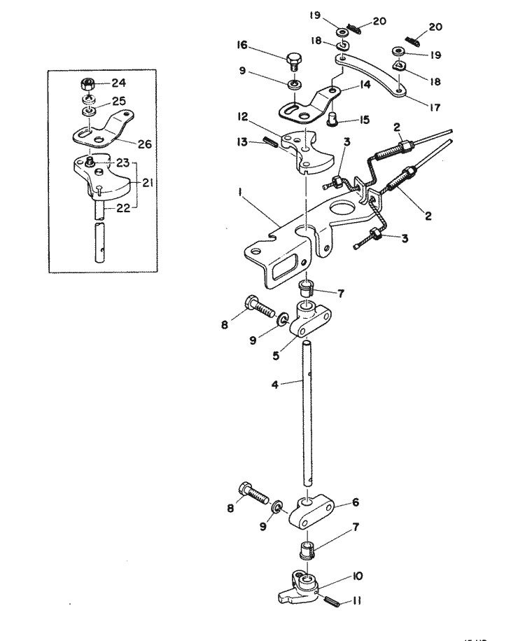 Mariner 15A HP Throttle Control Linkage Parts
