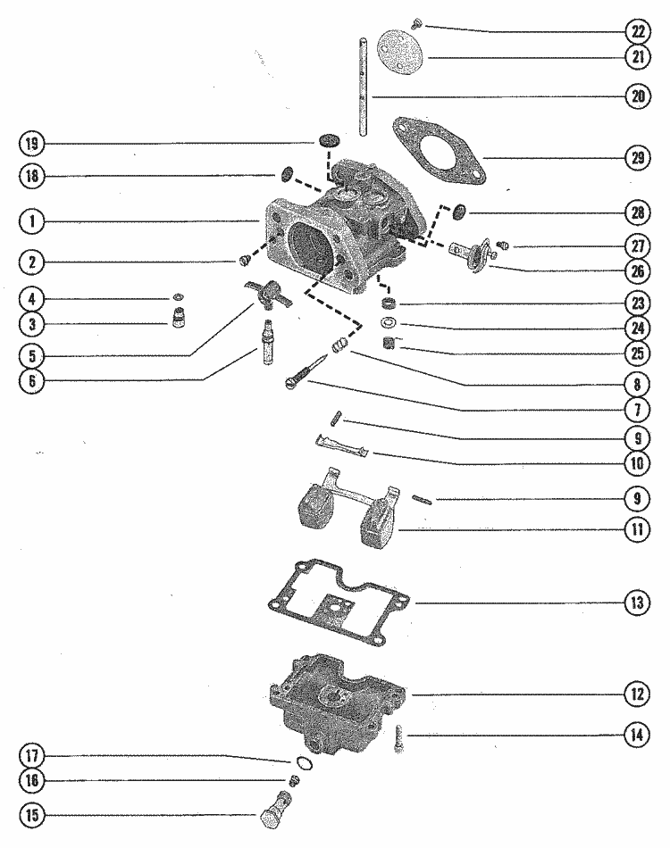 Mariner 85 HP Carburetor Assembly Parts