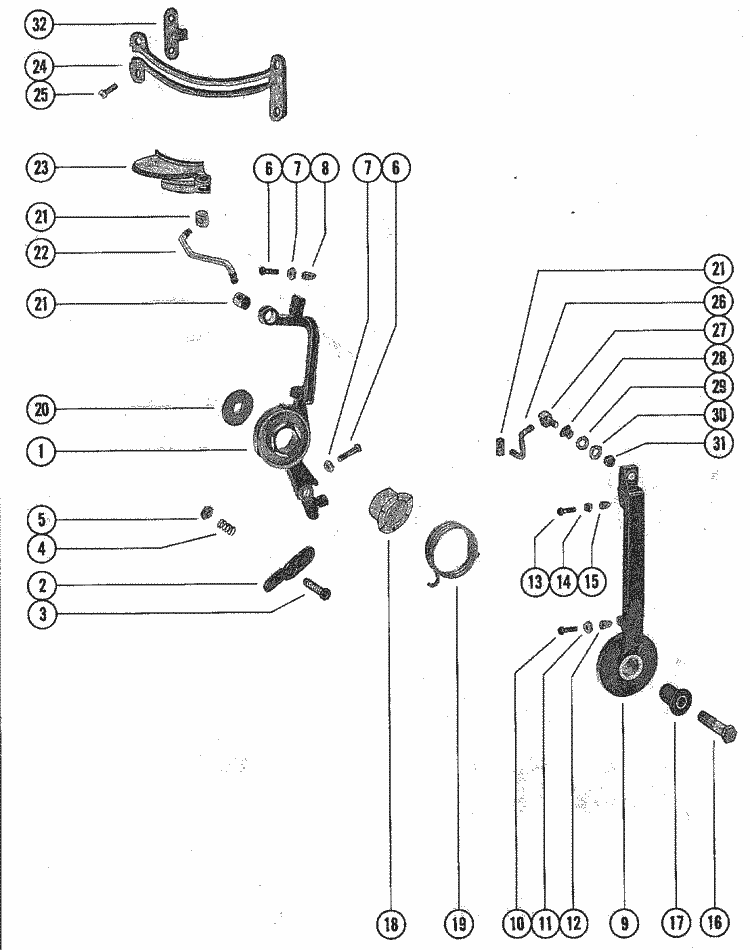 Mariner 85 HP Throttle Lever & Spark Advance Lever Parts