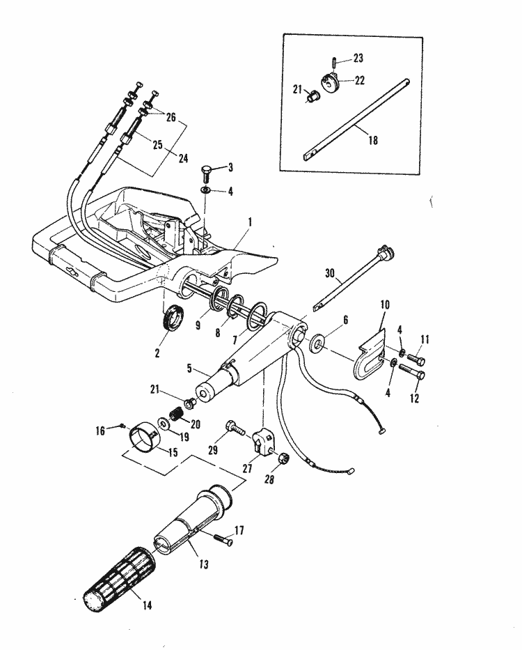 Mariner 28 HP Steering Handle Parts