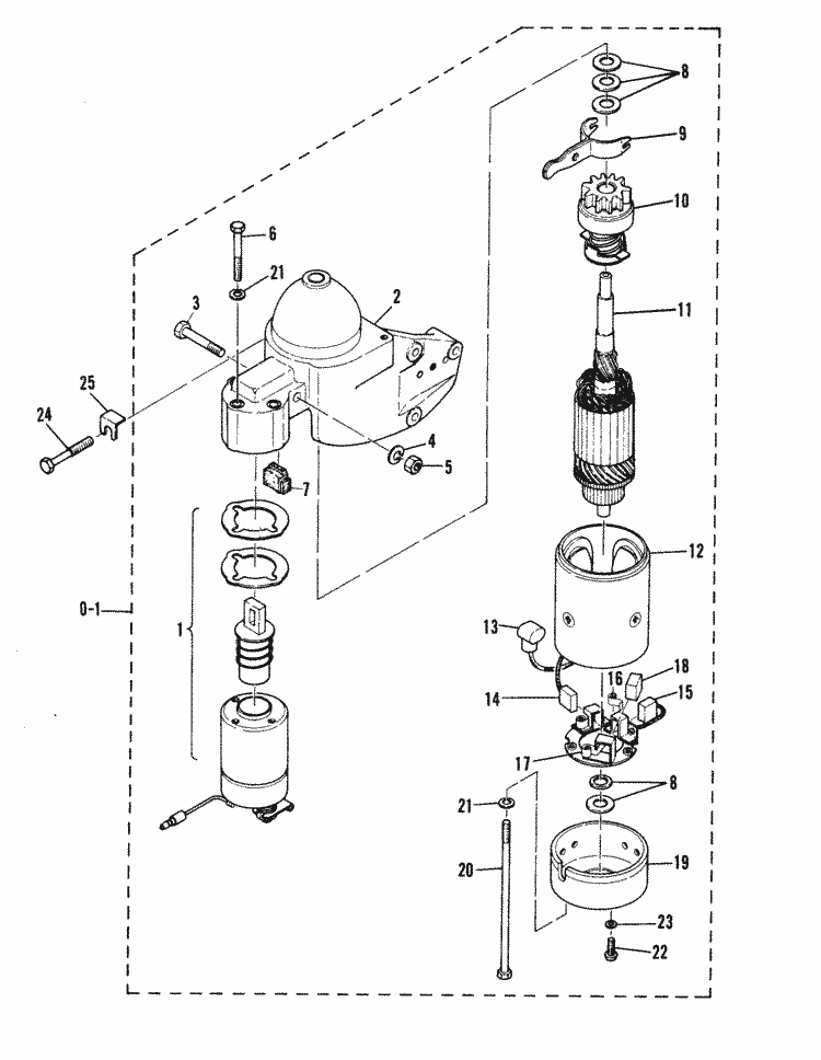 Mariner 28 HP Electric Starter Motor Parts