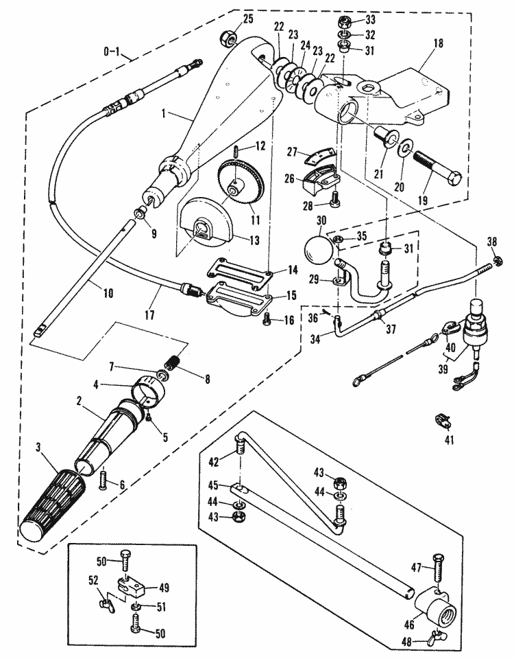 Mariner 48 HP Steering Handle Parts