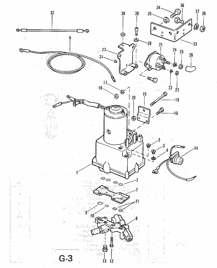 Mariner 70 HP (3 Cylinder) Power Trim Components - Without Circuit