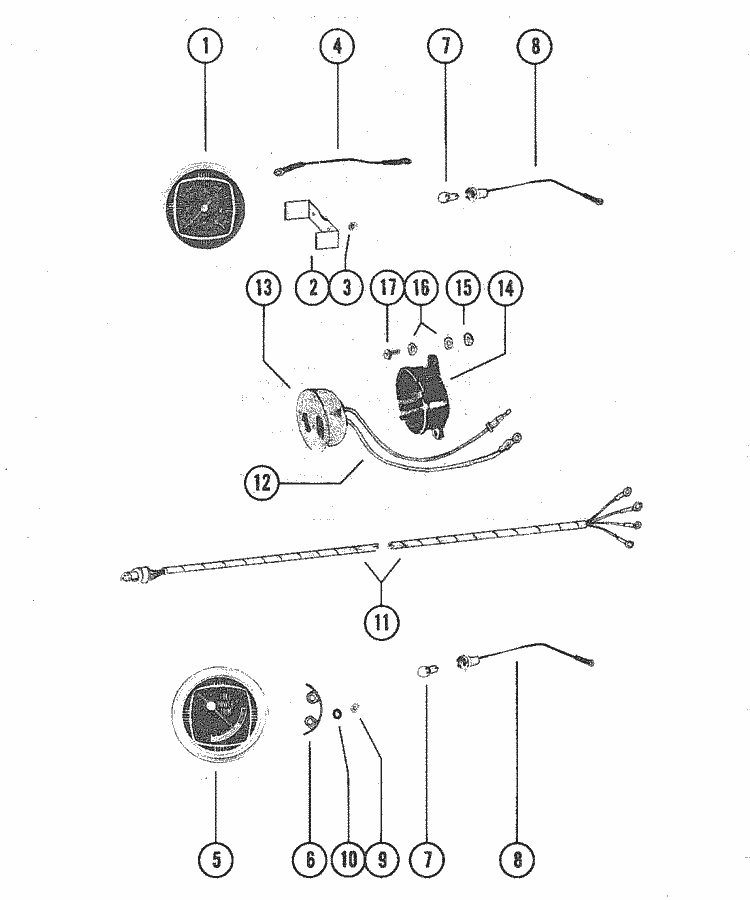 Mercury Marine V-225 HP Tachometer, Trim Gauge & Alarm ... mercury marine gauge wiring diagram 
