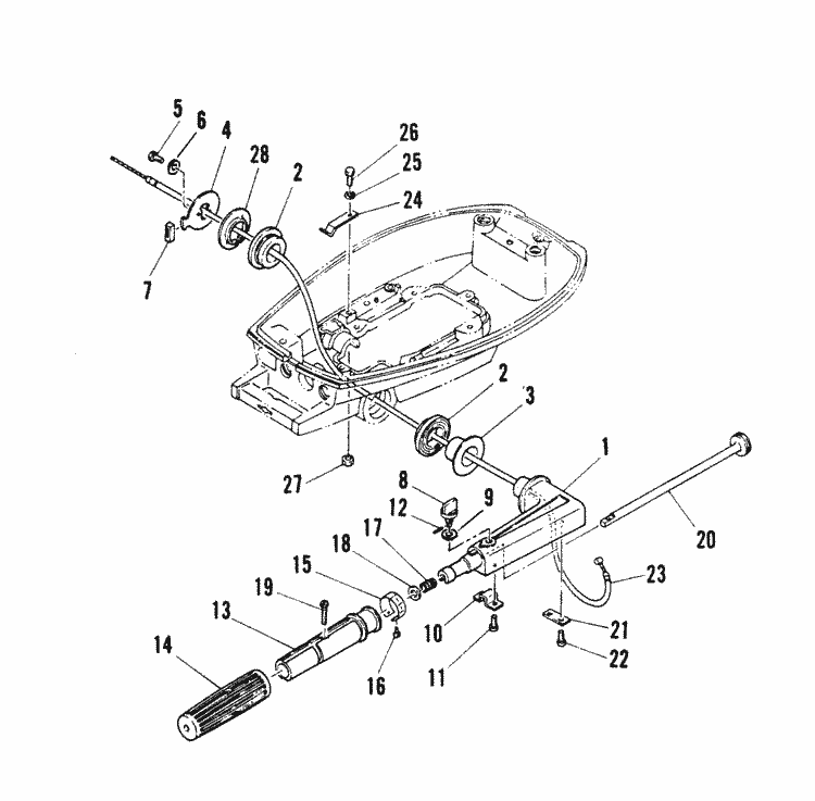 Mariner 5C HP Throttle Control Parts