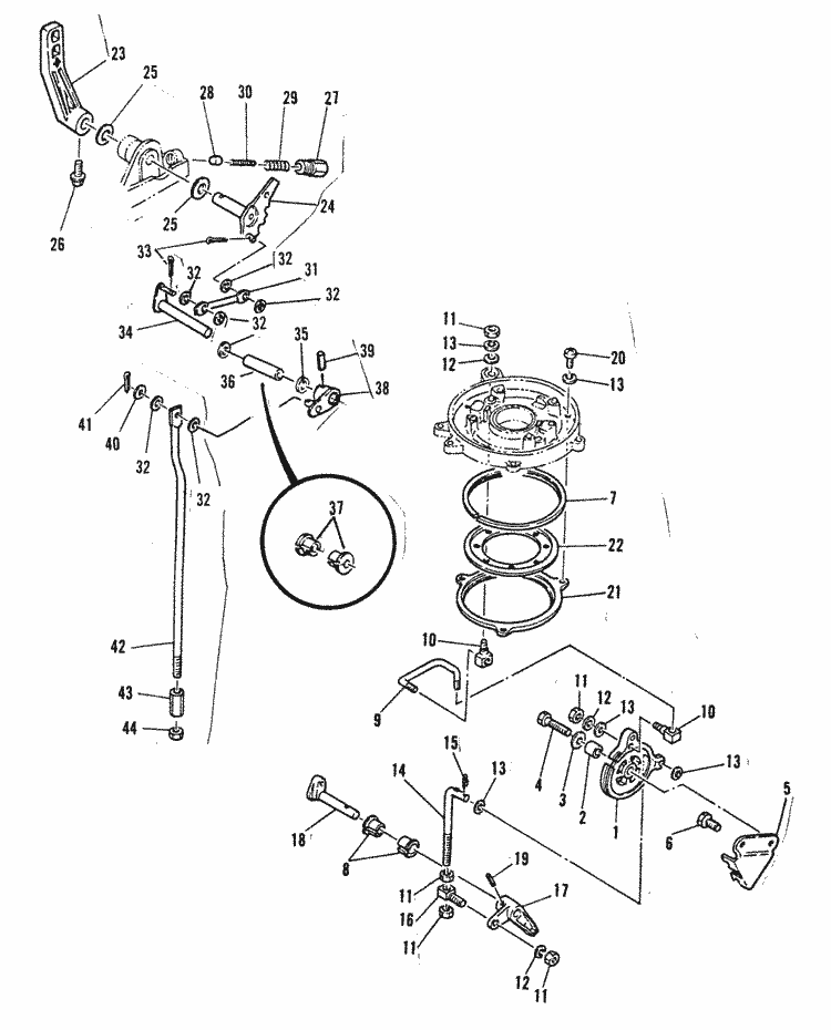 Mariner K25 Throttle Control / Gear Shift Linkage Parts