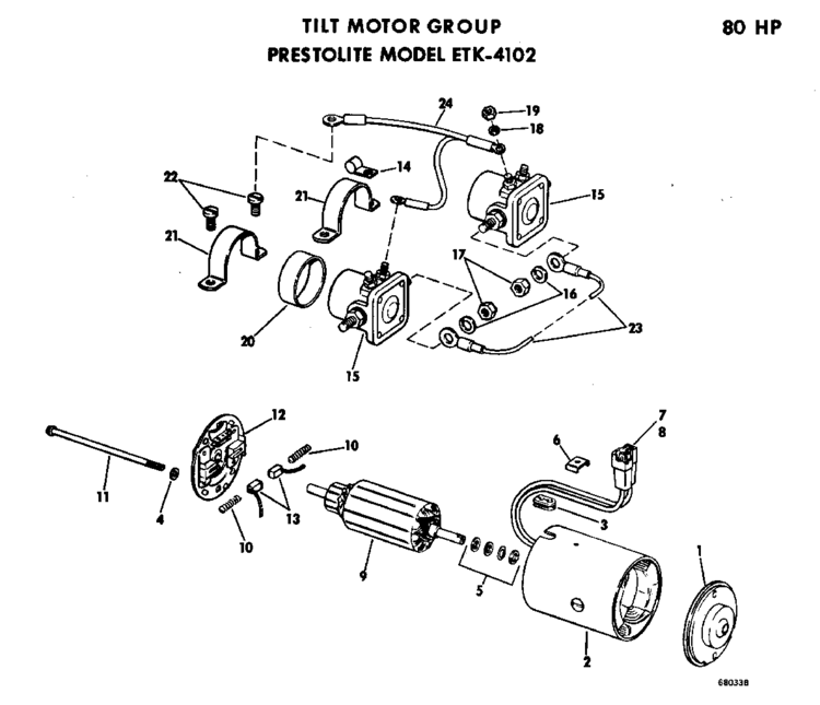 omc stern drive tilt motor group prestolite model etk 4102 parts forOmc Outdrive Tilt Motor Diagram Motor Repalcement Parts And Diagram #2