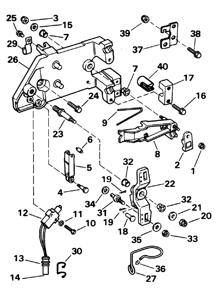 OMC Stern Drive Shift Lever & Interrupter Parts for 1995 7.4
