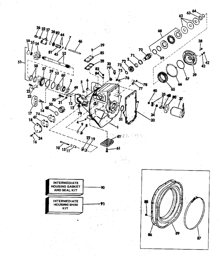 Omc Stern Drive Intermediate Housing Group 120 140 175 190 235 Hp Parts For 1977 190hp 990232e Stern Drive