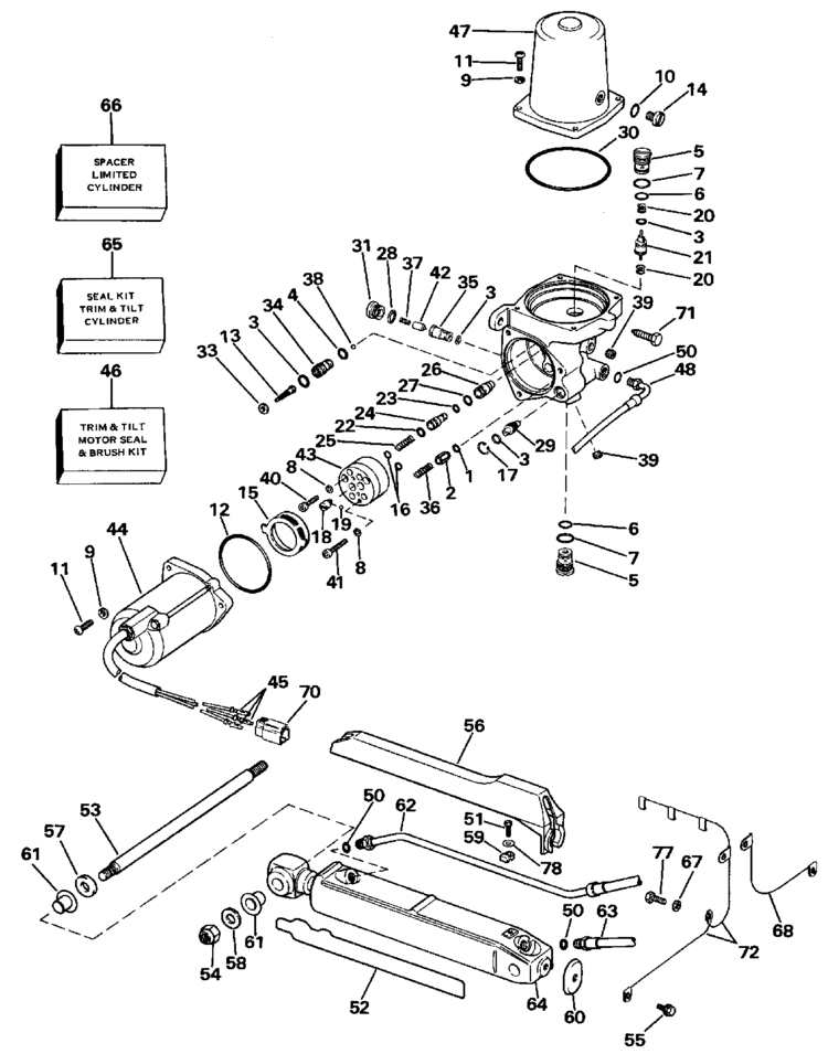 omc stern drive power trim and tilt parts for 1988 4 3l 434aprgdp