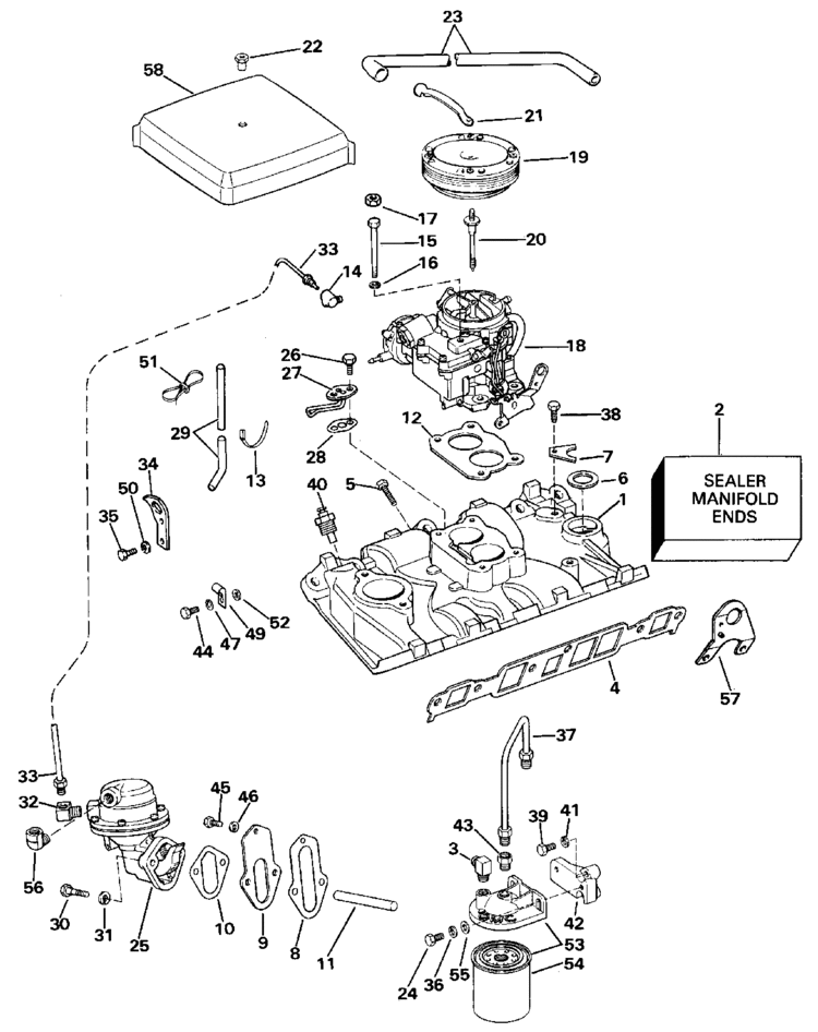 Omc Stern Drive Intake Manifold Parts For 1989 4 3l 432aprmed Stern 1989 Omc Stern Drive Diagram 1989 Omc 4.3l Wiring Diagram