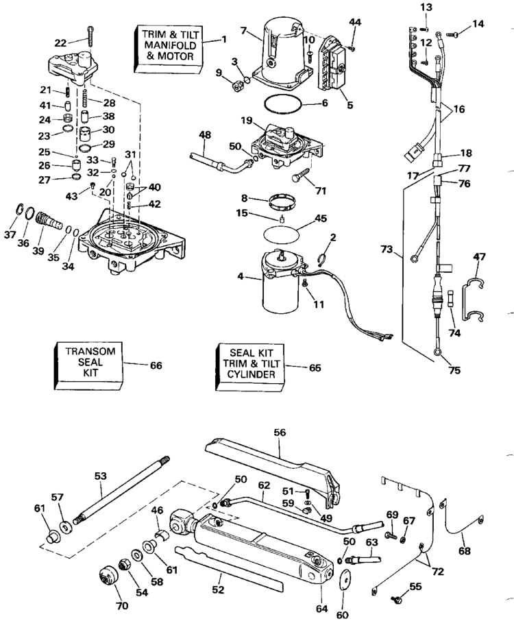 OMC Stern Drive Power Trim And Tilt Parts for 1990 2.3L 232BPRPWS Stern