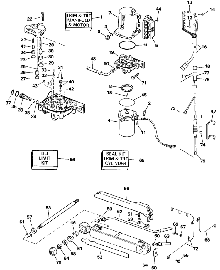 OMC Stern Drive Power Trim And Tilt Parts for 1990 4.3L