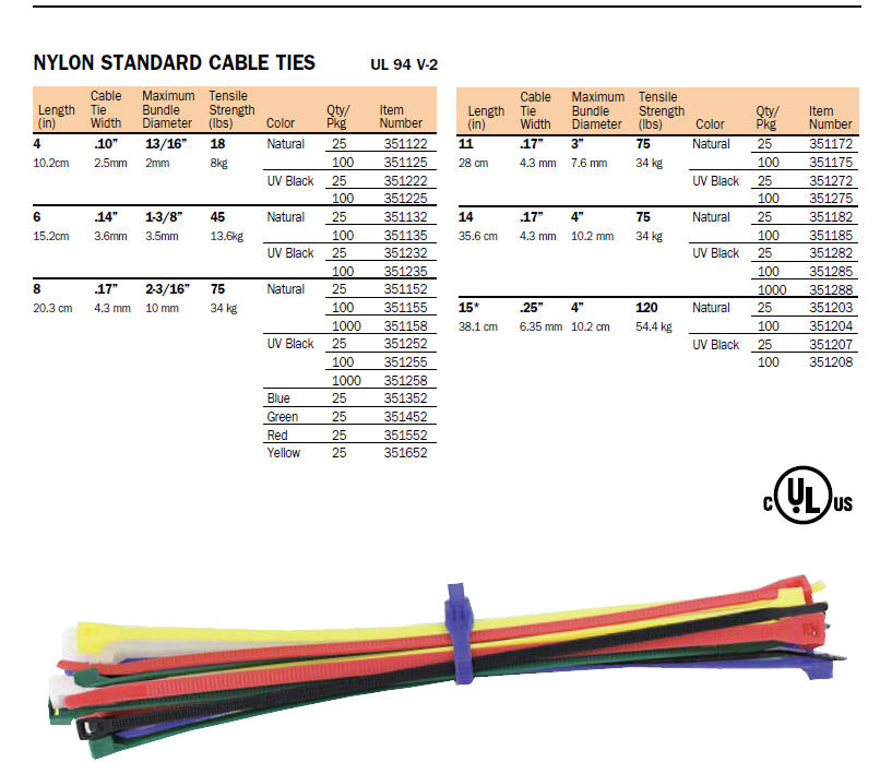 199249 - Cable Tie, 6 Inch, Black (100)