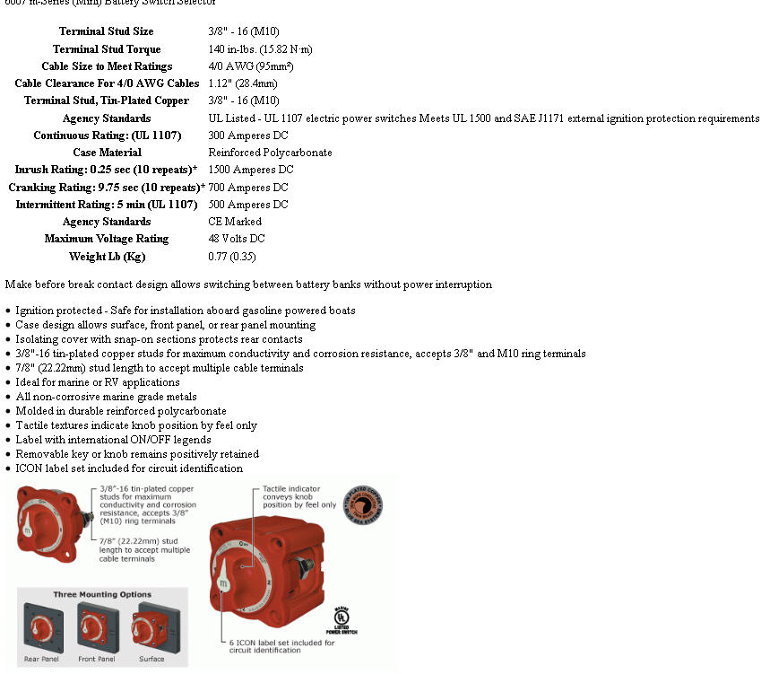 4Position Battery Switch 6007 Blue Sea System Switches