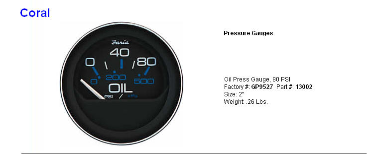 13002 - Oil Pressure, 80PSI, Sender Required