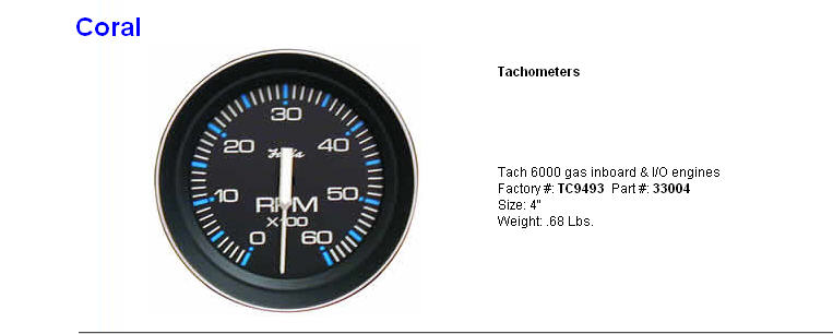 33004 - Tachometer, 6K RPM, 4 Inch for Gas Inboards and Inboard/Outboards
