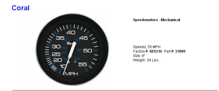 33009 - Speedometer, 50 Mph, 4 Inch, Sender Required
