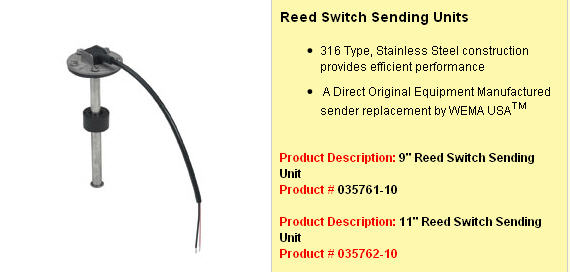035762-10 - Reed Switch Sending Unit, 10 Inch