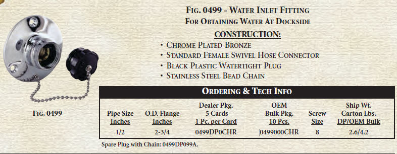 0499DP0CHR - Fresh Water Inlet