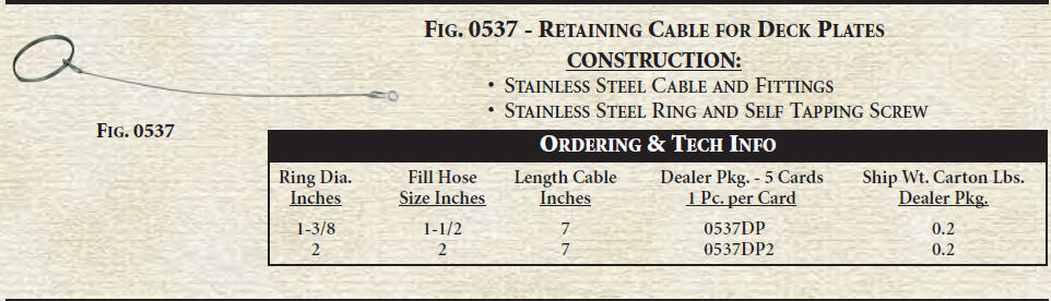 0537DP - Safety Cord, F/Fill Cap