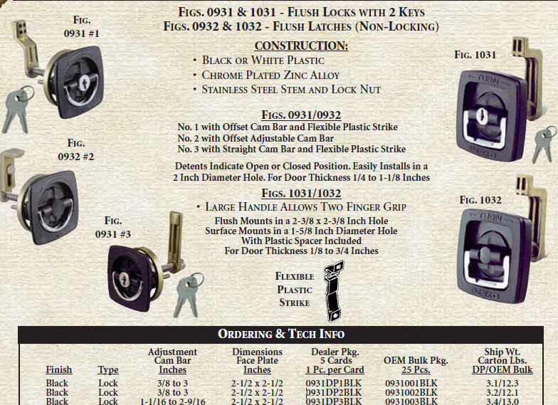 0931DP2BLK - Flush Lock, w/ 2-Keys