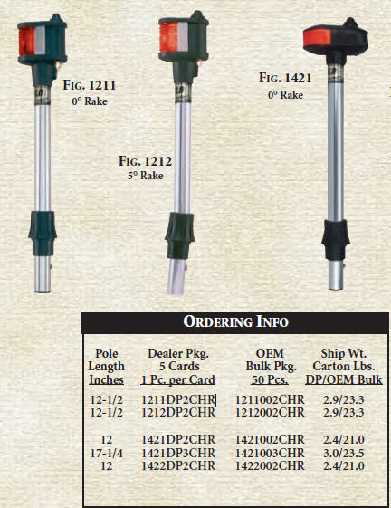 1212DP2CHR - Bow Light, 12-1/2 Inch, w/ Utility Light