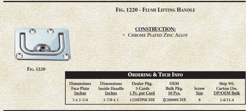 1220DP0CHR - Lifting Handle, Flush