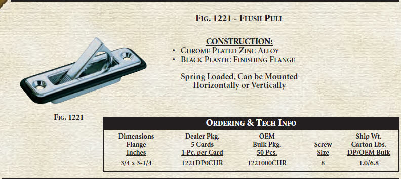 1221DP0CHR - Flush Pull Handle