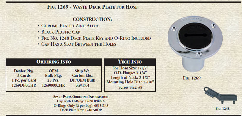 1269 DP0 CHR - WASTE DECK PLATE CHR 1.5 HOSE