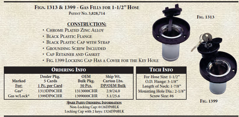 1399DP0CHR - Deck Fuel Fill, w/ Locking Cap