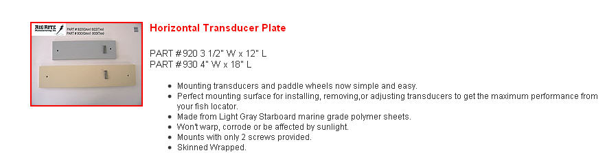 930 - Transducer Mounting Plate, 18 Inch Lx4 Inch W, Gray