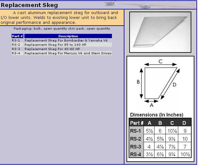 RS-3-DP - ALUMINUM REPLACEMENT SKEG - OMC 50-70 HP