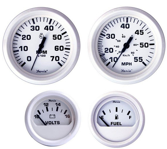 4Gauge Set (Speed, Tach, Fuel, Volt) KT9794 Faria Marine Instruments