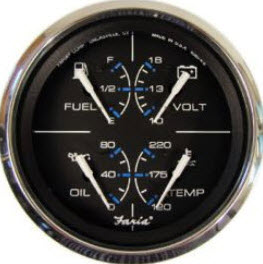 Multifunction, 4" (Fuel, Oil PSI, Water Temp, Voltmeter) 33751 - Faria Marine Instruments Gauges and Compasses - MarineEngine.com